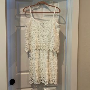 NWT Romeo & Juliet ivory/white lace overlay dress adjustable spaghetti strap M